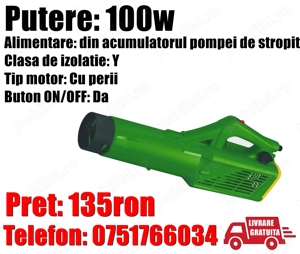 Atomizor Portabil 100W pentru Pompa Stropit cu Acumulator Pomi Legume Fructe + Livrare GRATUITA!