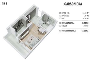 Apartament nou, tip studio, pasarela Metrou Berceni, Strada Solstitiului - imagine 5