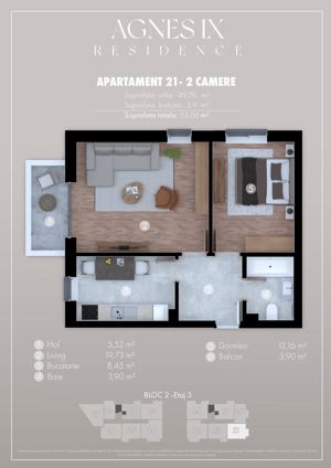 Apartament 2 camere, spatios, cu balcon, zona metrou Berceni - imagine 5