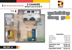 Apartament modern cu 2 camere, Aparatorii Patriei, 61.30 mp - imagine 8