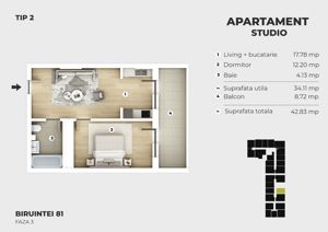 Apartament tip studio cu balcon generos – confort si eficienta, Popesti-Leordeni - imagine 6