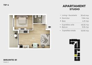 Studio cu balcon si dormitor separat – aproape de Mall La Strada si metrou - imagine 5