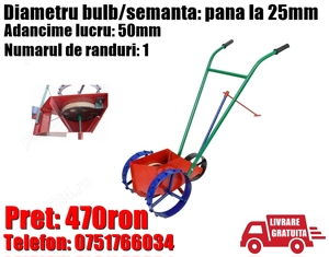 Semanatoare Semanator Plantator Manuala Mecanica Bulbi Arpagic Usturoi Ceapa Plante 1 Rand + Livrare