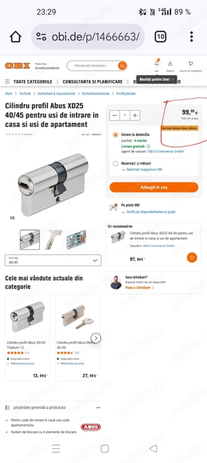 Butuc cilindru usa Abus - imagine 2