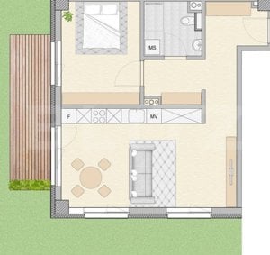 Apartament de vanzare, cu 2 camere, grădina 72 mp, zona semicentrala - imagine 3