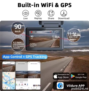 Cameră de bord 4K 3 inch GPS WIFI  170 grade Monitoring 24 - imagine 2