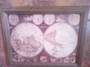 Vând tablou vintage, pe metal,harta lumii,print digital - imagine 2