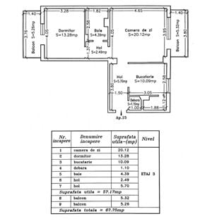 Apartament cu 2 camere, 57mp + 2 balcoane, Et. 3/4, zona Andrei-Șaguna - imagine 15