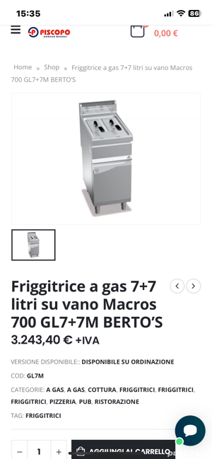 Friteuza profesionala Gaz BERTOS cu 2 cuve capacitate 7+7 l - imagine 2