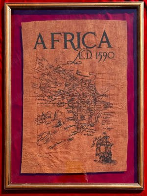 Harta navigabilă decorativă Africa anul 1590 înrămată ramă lemn 64x86cm