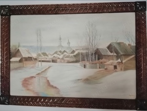 Tablou vechi, unicat, pe pânză, 1.5m 1m