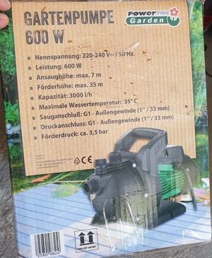 Pompa de gradina Powertec Garden sau Gardenline (este acelasi producator), 600W - imagine 4