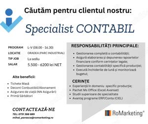 Angajam Specialist Contabil - ORADEA - 5500 - 6200 Lei NET