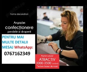 *Operator atelier de croitorie** Salariu net 3500 RON + bonusuri 