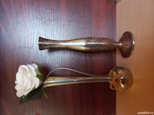 2 Vaze metal soliflore, una placata cu Argint