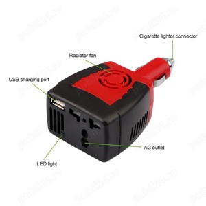 Invertor de tensiune DC 12V la AC 220V, 150W, adaptor soclu auto la soclu priza EU/UK si USB 2.1,nou - imagine 5