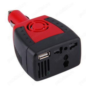 Invertor de tensiune DC 12V la AC 220V, 150W, adaptor soclu auto la soclu priza EU/UK si USB 2.1,nou
