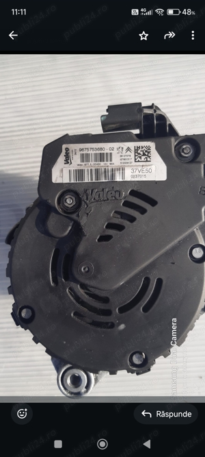 Alternator Peugeot și Citroen 37VE50 12V180A - imagine 2