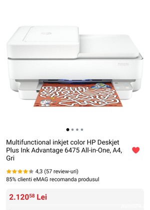 Vând Multifuncțional Inkjet color, HP Deskjet Plus.