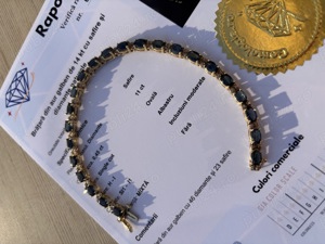 Brățara TENIS mare 22 cm AUR cu 11K safire si 0.45K diamante naturale de calitate superioară. - imagine 5