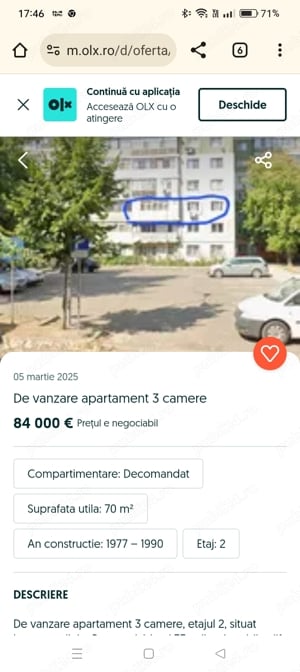 De vânzare apartament 3 camere 