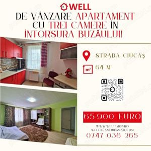 De vânzare apartament cu trei camere în Întorsura Buzăului, pe strada Ciucaș!