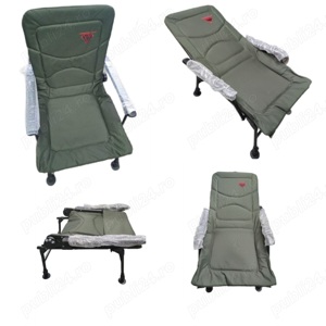 Scaun Pescuit (Camping) Cu Cotiere, Spatar, picioare reglabile, 140kg