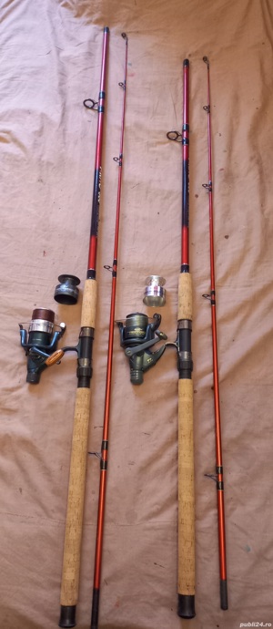 Lanseta carbon Germania Arno 2,7m si 3m, actiune 300g cu mulinete 5000, 6 rulmenti 