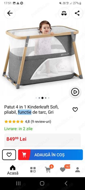 Pătuț pliabil voiaj Kinderkraft Sofi excepțional, foarte util