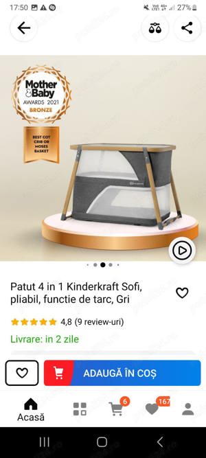 Pătuț pliabil voiaj Kinderkraft Sofi excepțional, foarte util - imagine 2