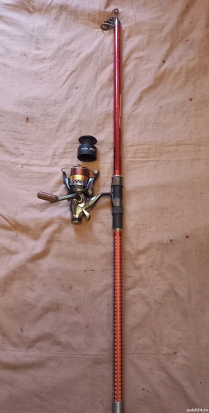 Lanseta telescopica Tokusima carbon 3m, actiune 150g, mulineta Tokusima 400, 10+1rulmenti, bat-runer