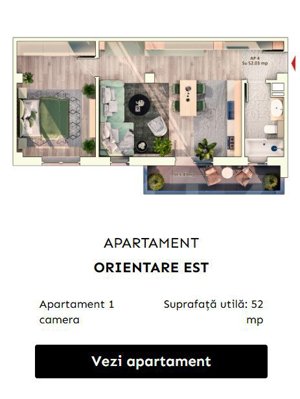 Apartament 1 camera, 37 mp, balcon, parcare subterana - imagine 3