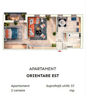 Apartament 2 camere semidecomandate, 52 mp, 9.30mp balcon, parcare subterana - imagine 7