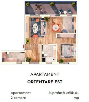 Apartament 2 camere semidecomandate, 52 mp, 9.30mp balcon, parcare subterana - imagine 6