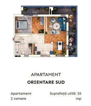 Apartament 2 camere semidecomandate, 52 mp, 9.30mp balcon, parcare subterana - imagine 8