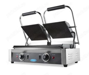 Contact grill dublu   placă striată - 2 x 22 cm