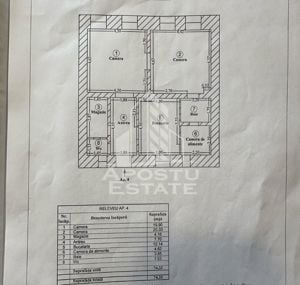 Apartament 3 camere, curte comuna, toate utilitatile, zona Lunei