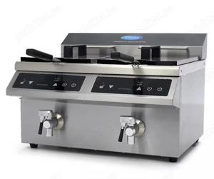 Friteuză cu inducție 2 x 8 litri cu 2 robinete, LED și control tactil