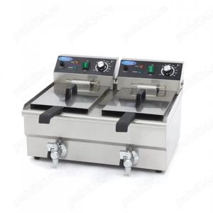 Friteuză 2x10 l   cu robinet de scurgere   termostat între 50 C și 200 C - imagine 2