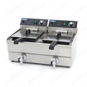 Friteuză 2x13 l   cu robinet de scurgere   termostat între 50 C si 200 C