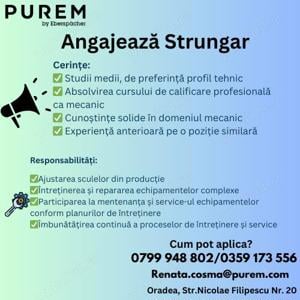 Purem by Eberspächer angajeaza Strungar!!!