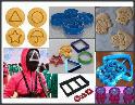 Squid Game Dalgona- 5 forme taiat aluat, paine forme geometrice - imagine 3