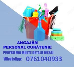 Urgent Angajam Personal Curatenie (barbat sau femeie).Salariu net 4400 RON + bonusuri