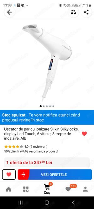 Vand Uscator de par cu ionizare Silk'n Silkylocks 2200W, display Led Touch, NOU 149 Lei - imagine 5