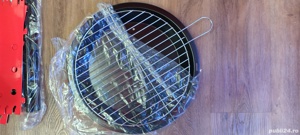 Gratar Rotund Din Metal Pe Carbuni, Pentru Gradina, Rosu, 35cm, Nou! - imagine 3