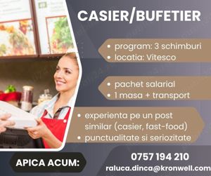   Recrutam Casier Bufetier!