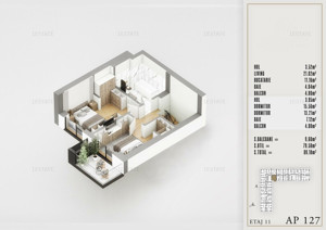 PREMIUM | Duplex, 3 camere, etaj 10-11,  la 20 de minute de metrou (ID: 127A) - imagine 3