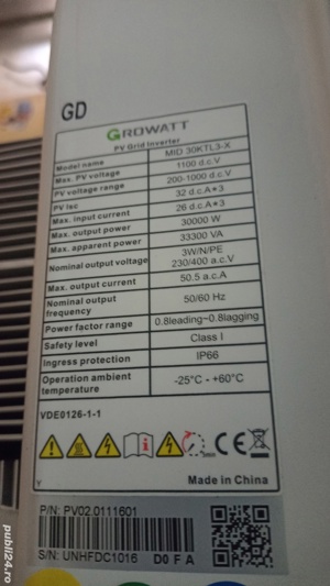 vând invertor Growatt 30 KW