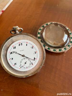 Ceas Doxa Cristal de masa sau birou cu argint  - imagine 2