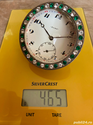 Ceas Doxa Cristal de masa sau birou cu argint  - imagine 5